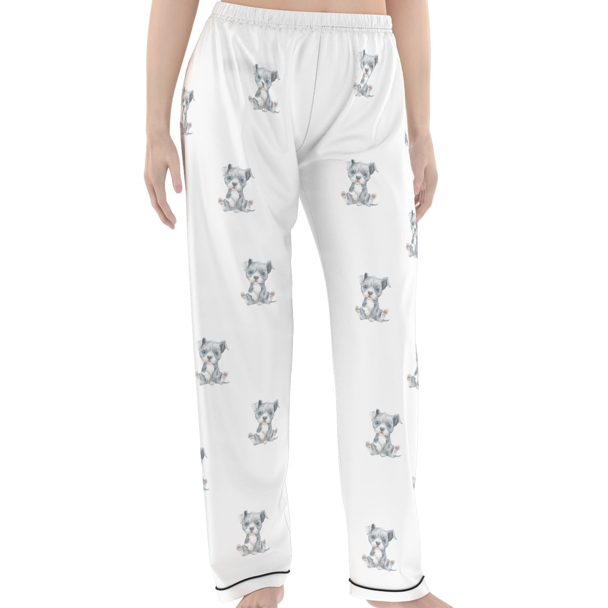 (1) Gracie Collection Short Sleeve Top, Long Pants Imitation Silk PJ Set