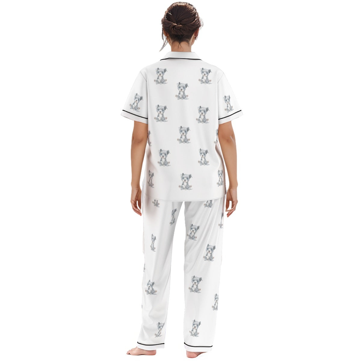 (1) Gracie Collection Short Sleeve Top, Long Pants Imitation Silk PJ Set