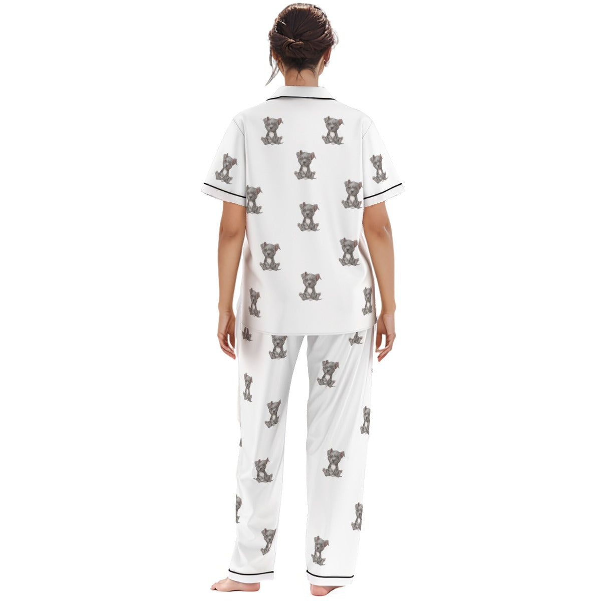 (3) Gracie Collection - Short Sleeve Top & Long Pant Imitation Silk PJ Set