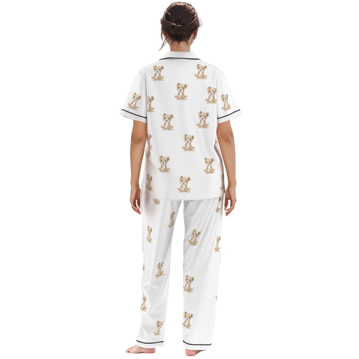 (2) Gracie Collection Short Sleeved, Long Pants Imitation Silk PJ Set