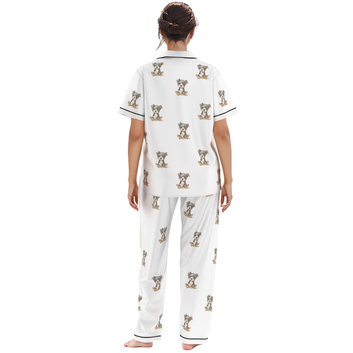 (4) Gracie Collection - Short Sleeve Top & Long Pant Imitation Silk PJ Set